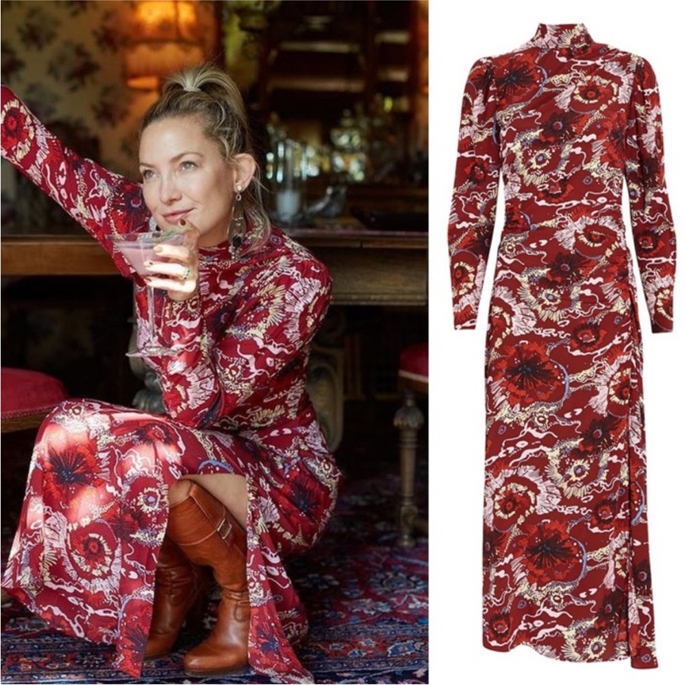 A.L.C. Isabella Ruched Printed Silk-blend Midi Dress